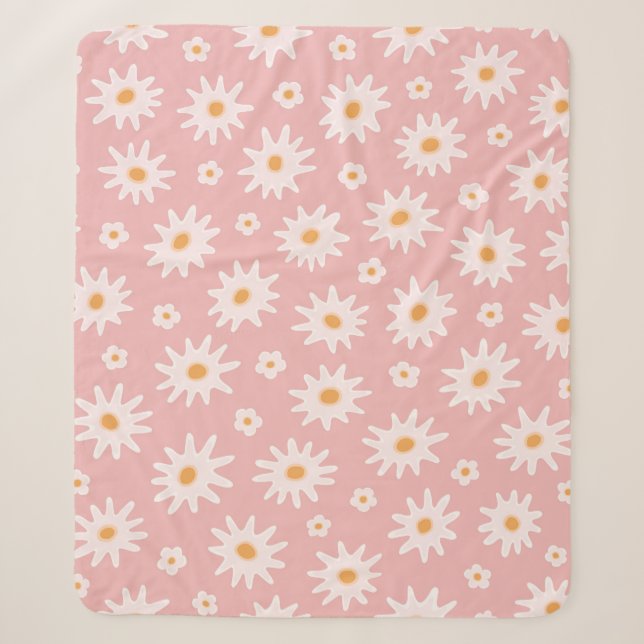 Daisy flowers seamless pattern. Floral backgrounda Sherpa Blanket (Front)