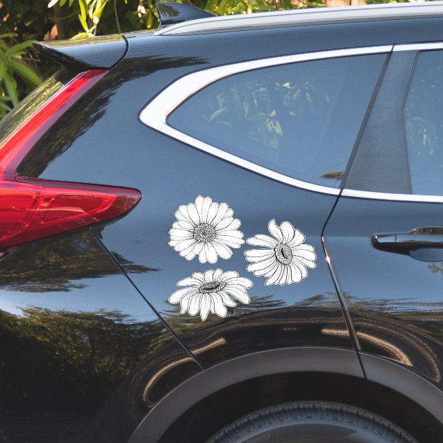 Daisy flowers set of 3 daisies ideal for car (Car Side)