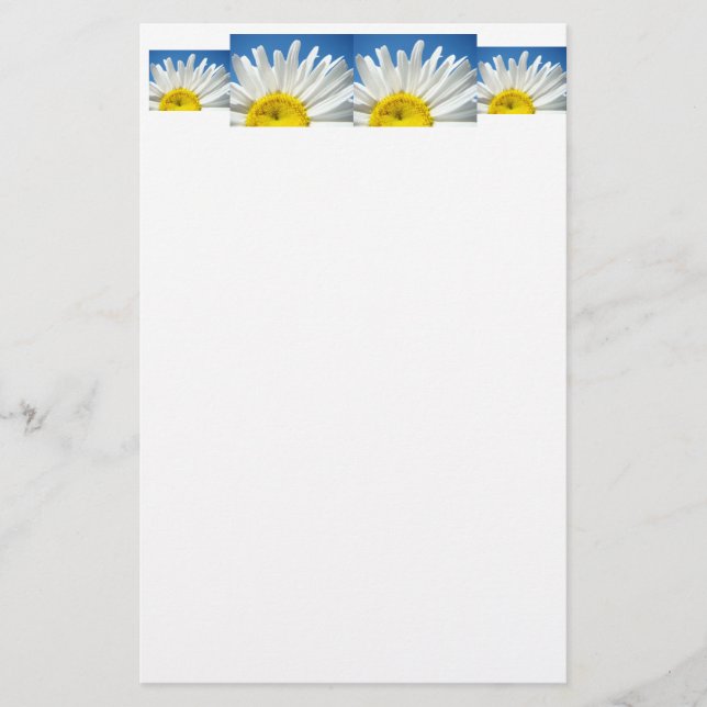 Daisy Flowers stationery Blue Sky Personalise (Front)