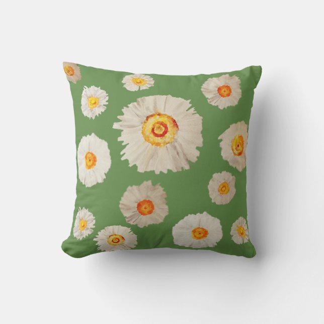 Daisy Flowers Throw Cushion, Dasies pattern Cushion (Front)