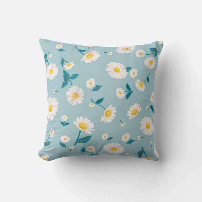 Daisy flowers Throw Pillow (Front)