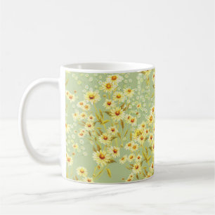 Daisy Flowers: Watercolor Dark Seamless. Coffee Mug