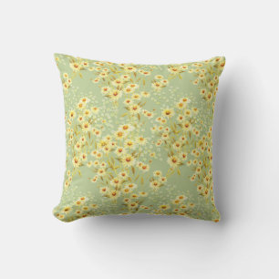 Daisy Flowers: Watercolor Dark Seamless. Cushion