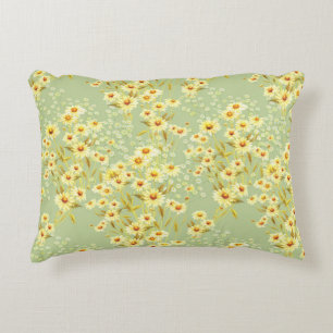 Daisy Flowers: Watercolor Dark Seamless. Decorative Cushion