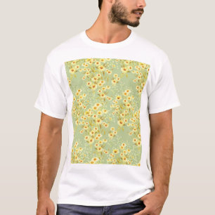 Daisy Flowers: Watercolor Dark Seamless. T-Shirt