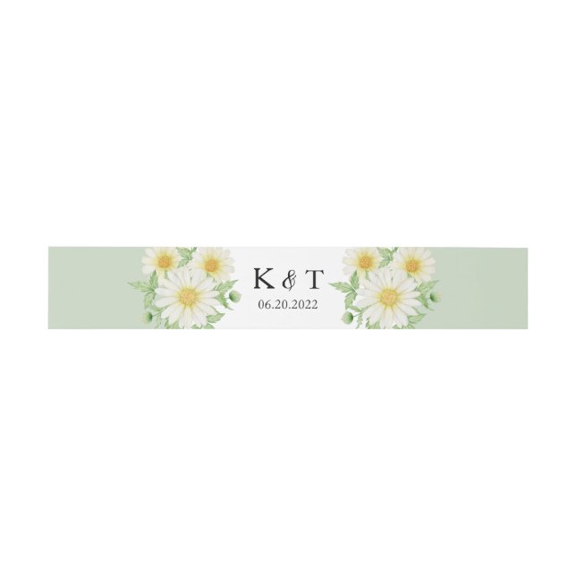  Daisy Flowers Wedding Invitation Belly Band (Flat)