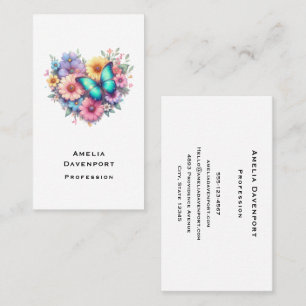 Daisy Flowers with a Beautiful Butterfly Business Card