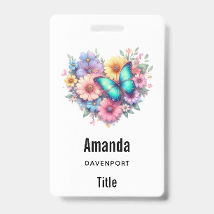 Daisy Flowers with a Beautiful Butterfly ID Badge