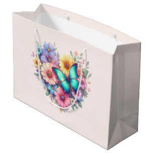 Daisy Flowers with a Beautiful Butterfly Large Gift Bag