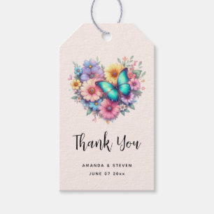 Daisy Flowers with a Beautiful Butterfly Wedding Gift Tags