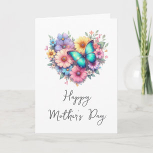 Daisy Flowers with a Blue Butterfly Mother's Day Holiday Card
