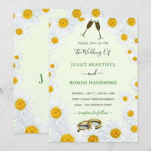 Daisy Framed Wedding Invitation Ring and Champagne