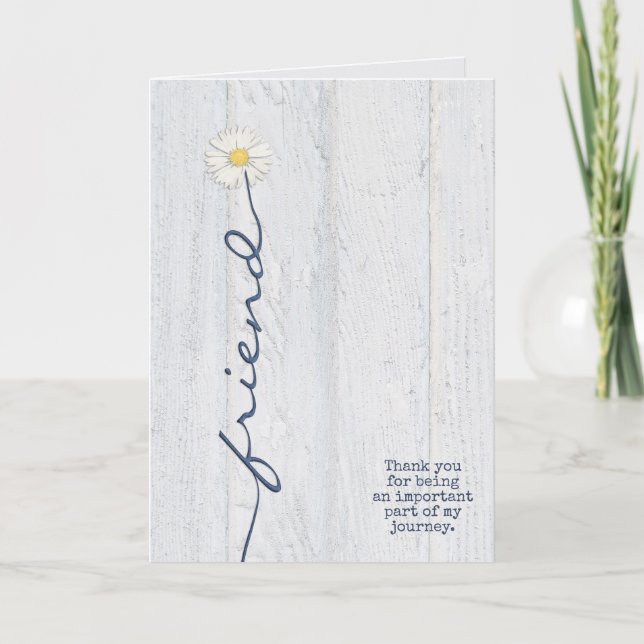 daisy friend flower on wood thank you card (Front)