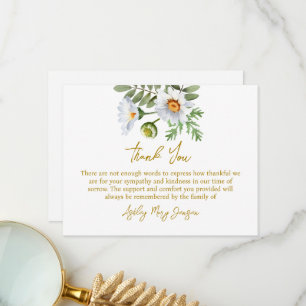 Daisy Funeral Thank You Card Bereavement