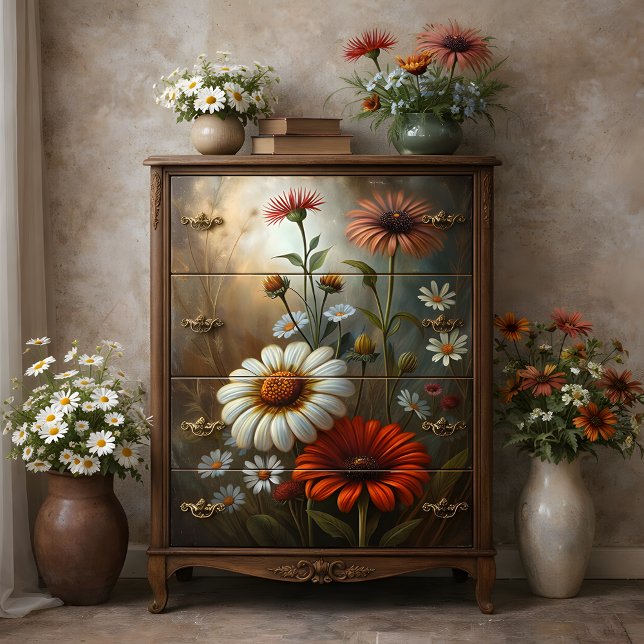 Daisy Garden At Dusk Decoupage Tissue Paper (Daisy Garden At Dusk Decoupage Tissue Paper Mockup)