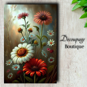 Daisy Garden At Dusk Decoupage Tissue Paper