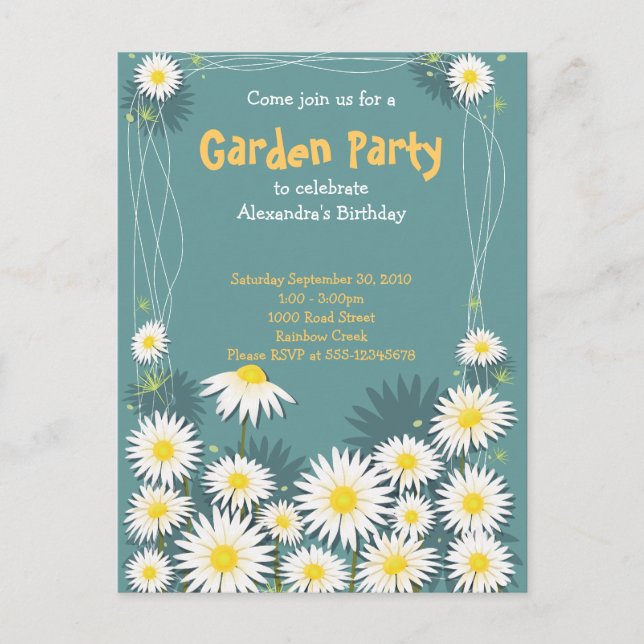Daisy Garden Birthday Party Invitation 2 (Front)
