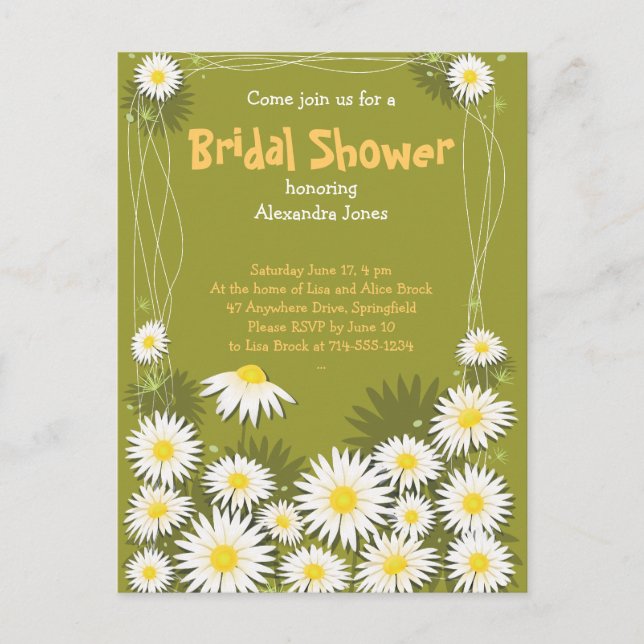 Daisy Garden Bridal Shower Party Invitation Postcard (Front)