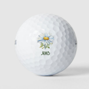 Daisy Garden Flower Monogram Art Golf Balls