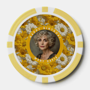 Daisy Garden Forty Birthdays Mother Yellow Poker Chips