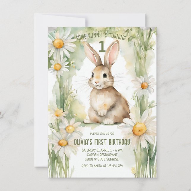 Daisy Garden Some Bunny is One  Invitation (Front)