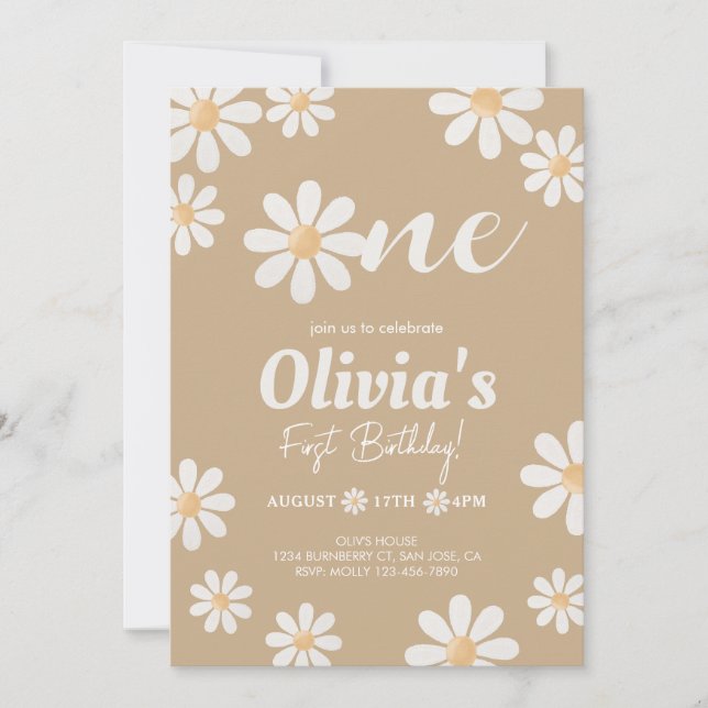  Daisy Girl birthday Invitation (Front)