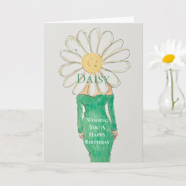 Daisy Girl Green Dress Card (Small Plant)