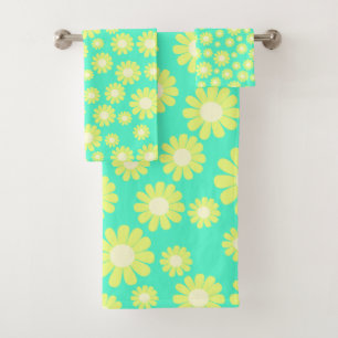 Daisy Green Aqua Bath Towel Set