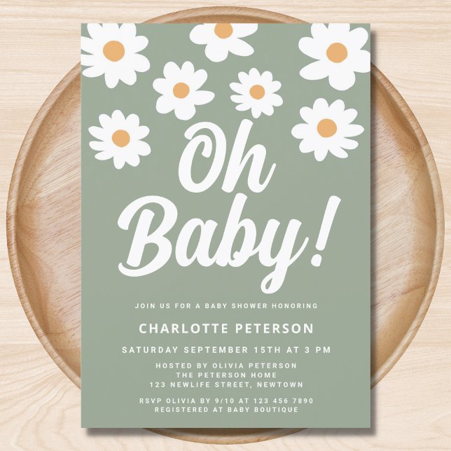 Daisy Green Baby Shower Invitation (Creator Uploaded)