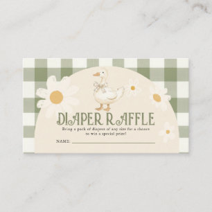 Daisy Green Goose Baby Shower Diaper Raffle Enclosure Card