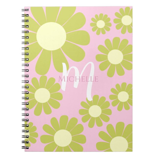 Daisy Green Pink Monogram Notebook (Front)