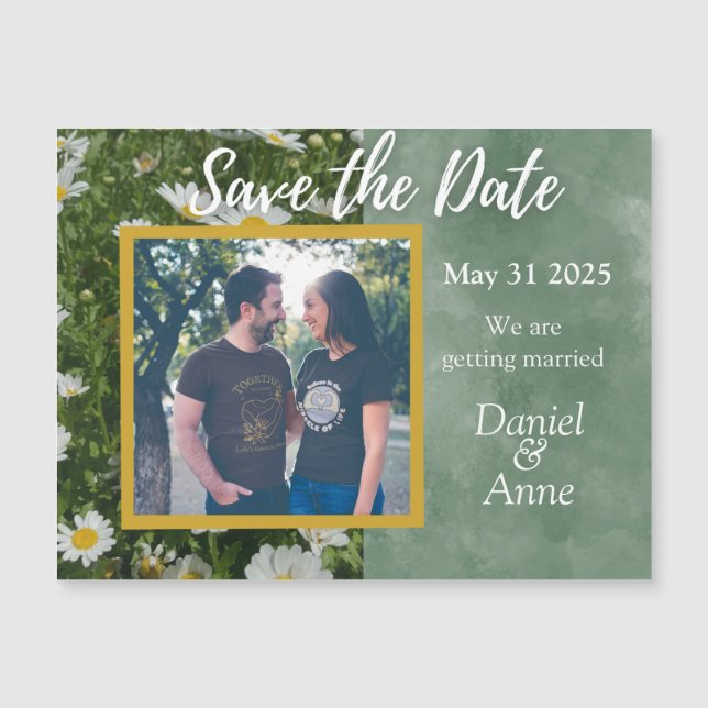 Daisy Green Save The Date Magnetic Card (Front)