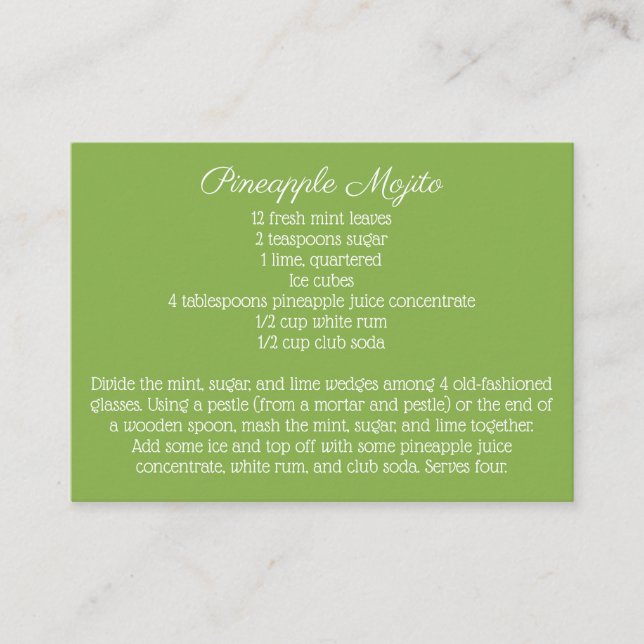 Daisy Green Wedding Signature Drink Recipe Enclosure Card (Front)