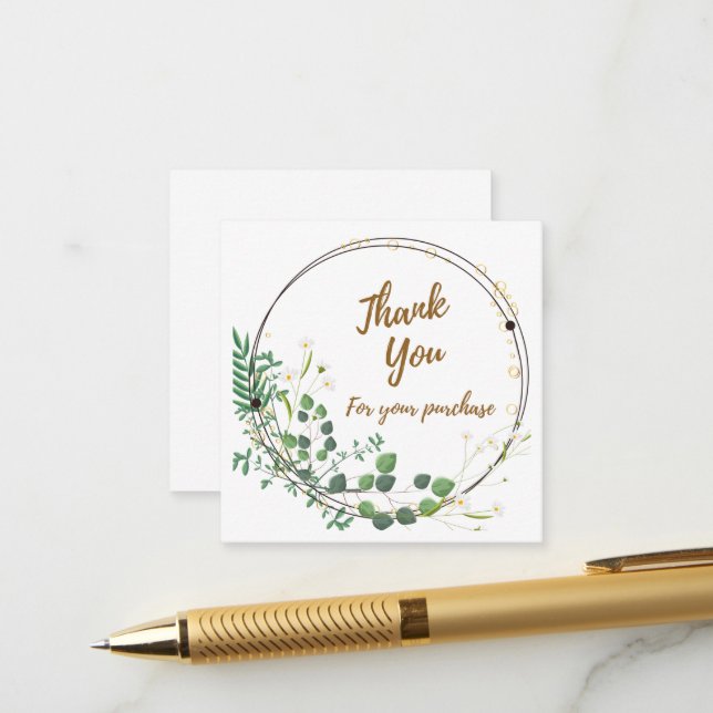 Daisy Greenery 'Thank You' Enclosed Card (Front/Back In Situ)