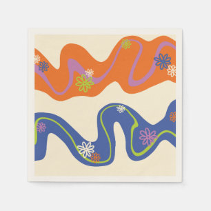 Daisy Groove Blue, Orange, Purple, Green, & Cream Napkin