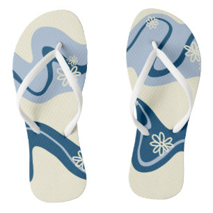 Daisy Groove - Dark Blue, Light Blue and Cream Flip Flops