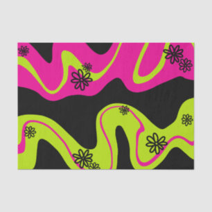 Daisy Groove in Lime Green, Hot Pink and Black Tissue Paper