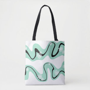Daisy Groove in Mint Green, Black and White Tote Bag