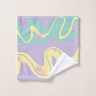 Daisy Groove Pastel Pink, Yellow, Purple & Green Bath Towel Set