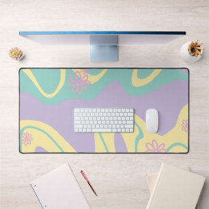 Daisy Groove Pastel Pink, Yellow, Purple & Green Desk Mat