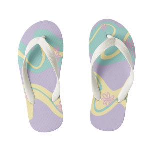 Daisy Groove Pastel Pink, Yellow, Purple & Green Kid's Flip Flops