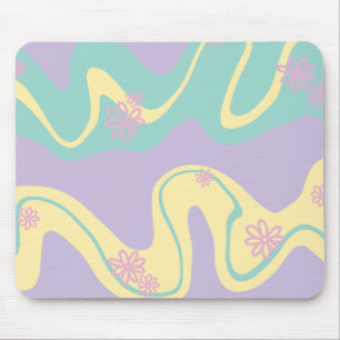 Daisy Groove Pastel Pink, Yellow, Purple & Green Mouse Mat
