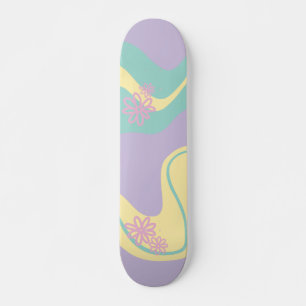 Daisy Groove Pastel Pink, Yellow, Purple & Green Skateboard