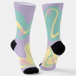 Daisy Groove Pastel Pink, Yellow, Purple & Green Socks