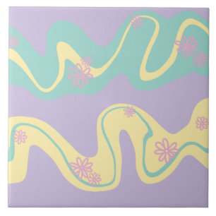 Daisy Groove Pastel Pink, Yellow, Purple & Green Tile