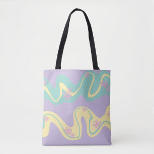 Daisy Groove Pastel Pink, Yellow, Purple & Green Tote Bag