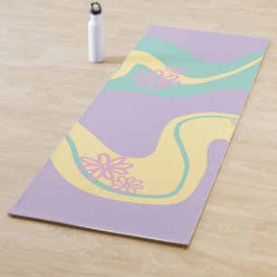 Daisy Groove Pastel Pink, Yellow, Purple & Green Yoga Mat