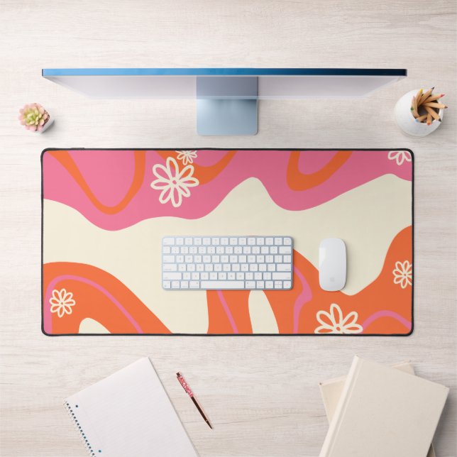 Daisy Groove - Pink, Orange and Cream  Desk Mat (Office 1)