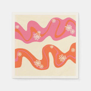 Daisy Groove - Pink, Orange and Cream Napkin