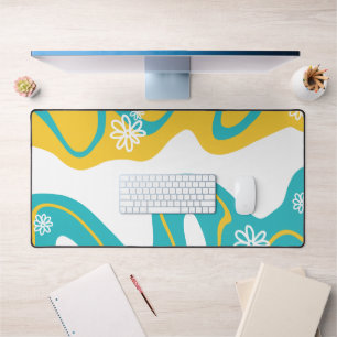 Daisy Groove - Turquoise and Yellow Desk Mat